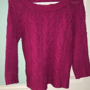 Pink wide neck LOFT sweater